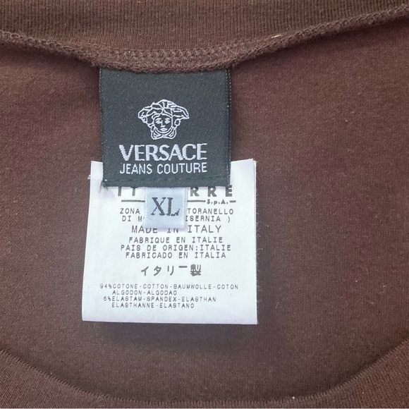 Versace Jeans Couture Velvet Burnout Detailed Long Sleeve Shirt Brown Blue Men’s - Picture 7 of 9